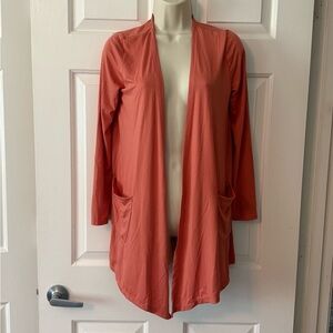 Women's Long Sleeve Open Cardigan - Coral